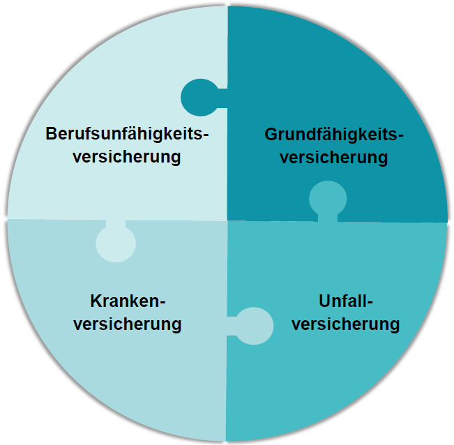 Graph showing different options to secure one's lifestyle in case of sickness or disability